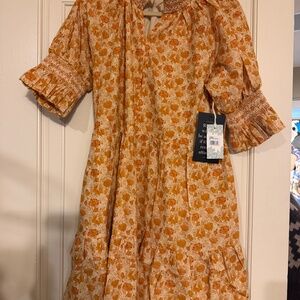 NWT Hyacinth House / Tuckernuck Burnt Orange Floral Sawyer Mini Dress Medium